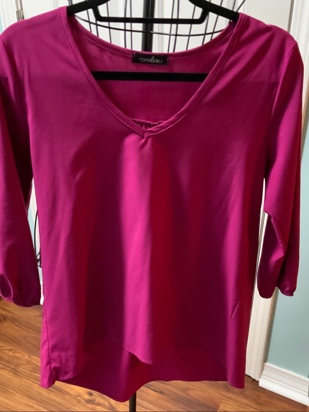 Cardinal Magenta V-Neck Long Sleeve Tee